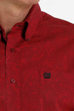 Cinch Mens Red Paisley Long Sleeve Western Shirt