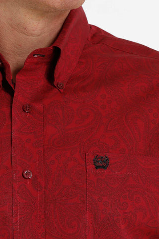 red paisley dress shirt Barry. Wang Mens Western Shirt Casual Red Paisley Jacquard Long Sleeve Button Down Shirt, M