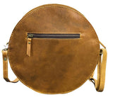 Klassy Cowgirl   Medium Leather round Crossbody Bag with cowhide inlay