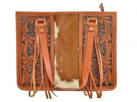 Hair on Cowhide leather Tote Bag with Fringe