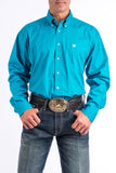 Cinch Mens Solid Turquoise Button Shirt