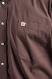 Cinch Mens Solid Brown Button Shirt