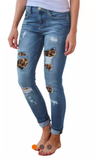 Patchwork Leopard Ripped Jeans