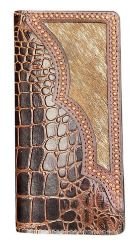 Light Brown Men's Wallet with hair on cowhide inlay