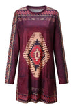 Ethnic Style Print Pullover Long Sleeves Tops