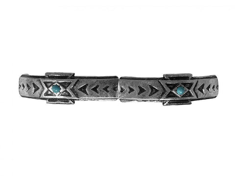Western design silver bracelet with teal beads