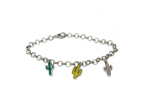 MONTANA SILVERSMITH Silver Linked Bracelet with Cactus Charms