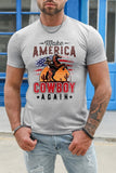 Gray American Flag Cowboy Graphic Print Men's T-shirt