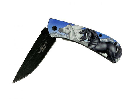 8" Horse Printed Tactical Knife with Clip