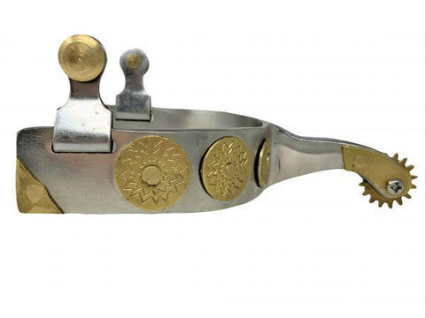 Men's Stainless Steel S spurs with brass accents
